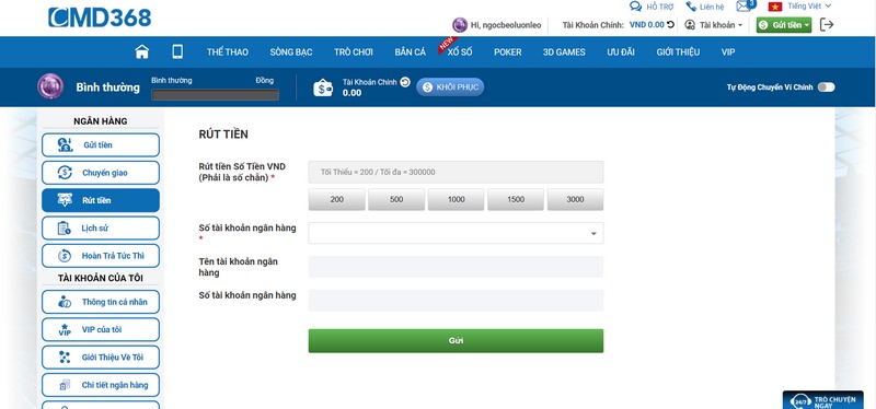 CMD368 - Tìm hiểu và đánh giá nhà cái cá cược hàng đầu Việt Nam 9 Cần Điền Đúng Thông Tin Để Quá Trình Rút Tiền Diễn Ra Nhanh Chóng