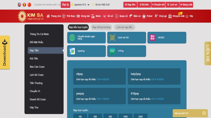 Nạp tiền Kimsa - Hướng dẫn cách thực hiện cho người mới 1 Kênh Giải Trí Hỗ Trợ Đa Dạng Phương Thức Thanh Toán 24/24